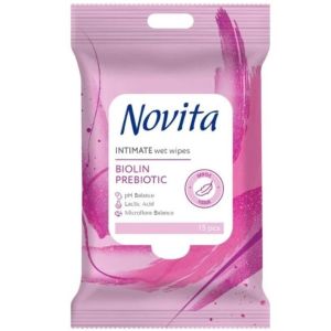 Novita интимни кърпички 15 бр - розови с ПРЕБИОТИК