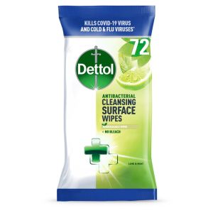 Dettol антибактериални мокри кърпи за всички измивни повърхности 72 бр. - Лайм и Мента