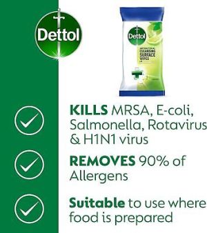 Dettol антибактериални мокри кърпи за всички измивни повърхности 72 бр. - Лайм и Мента