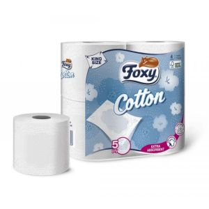 FOXY тоалетна хартия 4 ролки / 5 ПЛАСТА бяла - COTTON