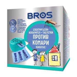 BROS Детска електрическа машинка против комари + 10 бр. таблетки "Sensitive"