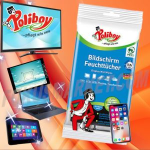 POLIBOY влажни кърпи за почистване екрани, дисплеи на TV, компютри, телефони, 30 бр., 20х15 см.