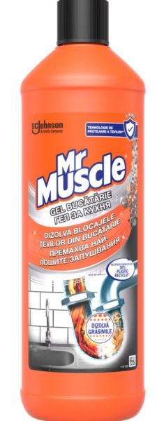 MR MUSCLE - гел за почистване на канали в кухня за упорити запушвания от мазнини