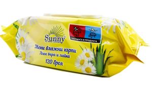 SUNNY Мокри кърпички 120 бр. - Лайка и Алое вера