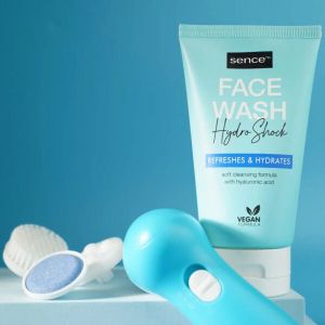 Електрическа четка за почистване на лице Sence Beauty, комплект с накрайници, лосион и калъфче