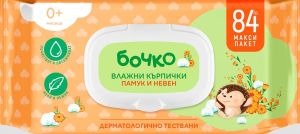 БОЧКО мокри кърпи 84 бр. с капак - Памук и Невен