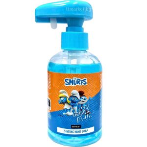 Smurfs - детски течен сапун с дозатор - музикален - 250 мл - Touch of Blue / Spring