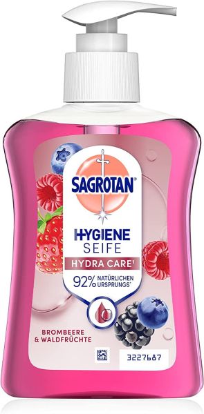 SAGROTAN антибактериален течен сапун помпа - горски плодове - 250 мл. 