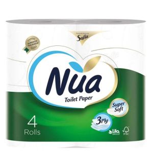 NUA тоалетна хартия  3 пласта, 4 броя - бяла