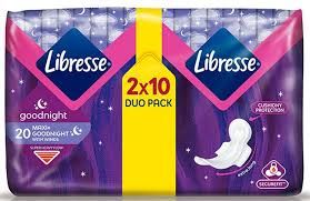 Libresse - Maxi Goodnight Duo - нощни дамски превръзки, 20 броя
