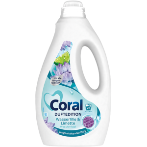  CORAL течен перилен препарат за цветно пране 1.15 л / 23 пранета -Водна лилия и лайм