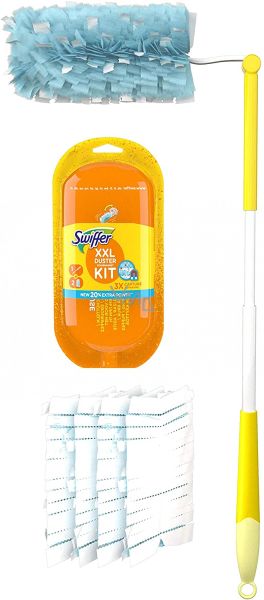 Swiffer XXL жълт комплект с телескопична дръжка почиства прах 1+2 резирва