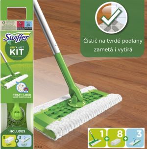 Swiffer комплект моп с дръжка + 8 сухи кърпи + 3 мокри кърпи