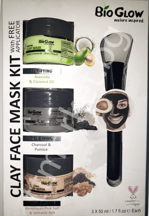 Bio Glow 3х50 мл маски за лице с апликатор - глина