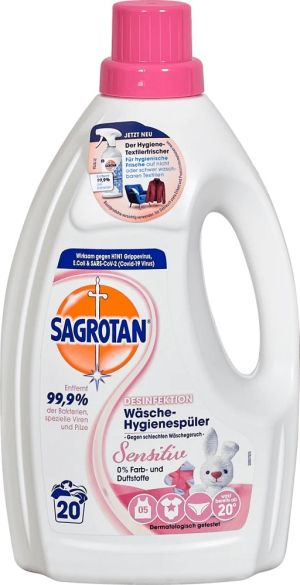 SAGROTAN дезинфиктиращ гел за пране 1,5 л / 20 пр - сензитив