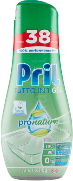 Pril Tutto In 1 Gel Pro Nature гел за съдомиялна 630 мл / 38 измивания