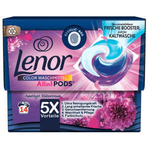 Lenor капсули ALLin1 pods за цветно пране 14 бр - аромат Amethyst