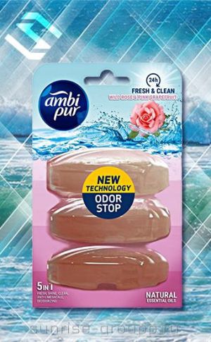 Ambi Pur WC ароматизатор пълнители 3 бр x 55 гр. - роза и грейфрут