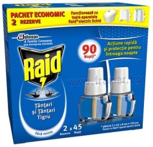 RAID машинка 2бр + 2бр течен пълнител комари