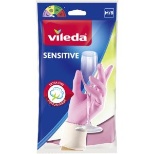 Vileda Sensitive ръкавици домакински, размер М - розови